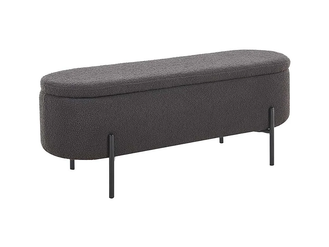Ankleidebank mit Truhe Anthrazit aus Boucle Stoff Vierfußgestell aus Metall