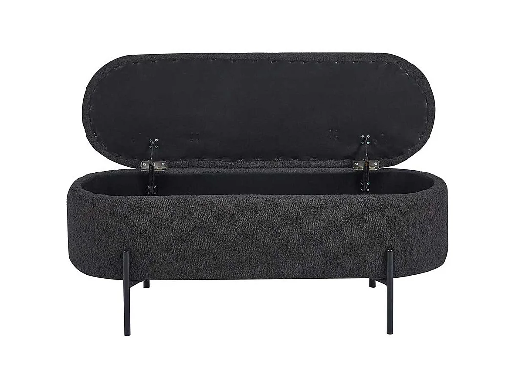 Ankleidebank mit Truhe Anthrazit aus Boucle Stoff Vierfußgestell aus Metall