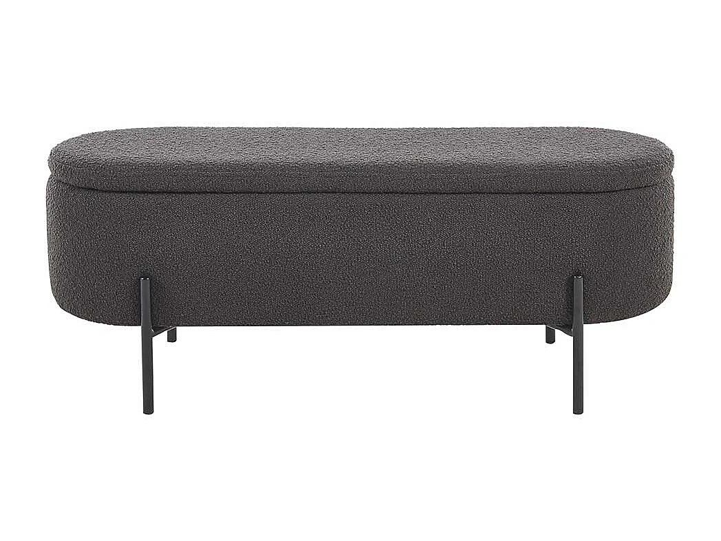 Ankleidebank mit Truhe Anthrazit aus Boucle Stoff Vierfußgestell aus Metall