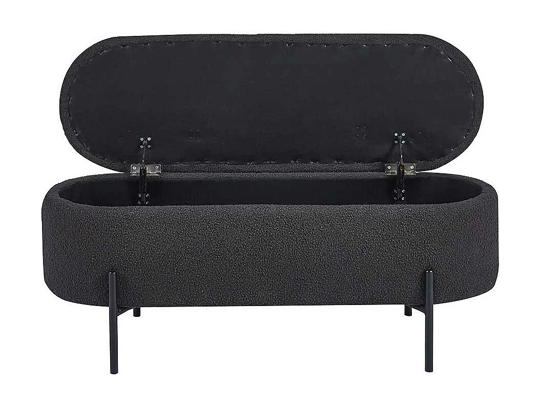 Ankleidebank mit Truhe Anthrazit aus Boucle Stoff Vierfußgestell aus Metall