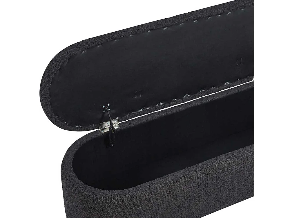 Ankleidebank mit Truhe Anthrazit aus Boucle Stoff Vierfußgestell aus Metall