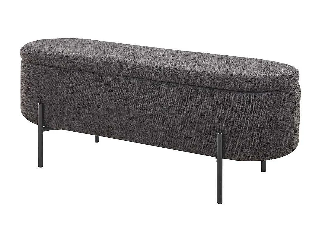 Ankleidebank mit Truhe Anthrazit aus Boucle Stoff Vierfußgestell aus Metall