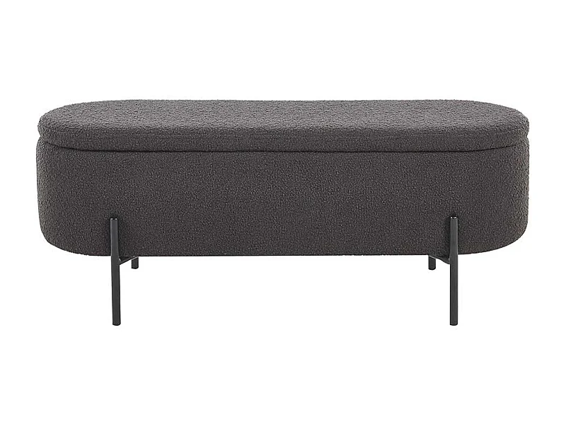 Ankleidebank mit Truhe Anthrazit aus Boucle Stoff Vierfußgestell aus Metall