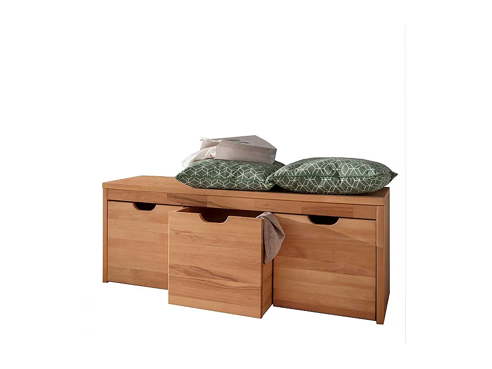 Massivholz Bank mit drei Holzkisten 120 cm breit