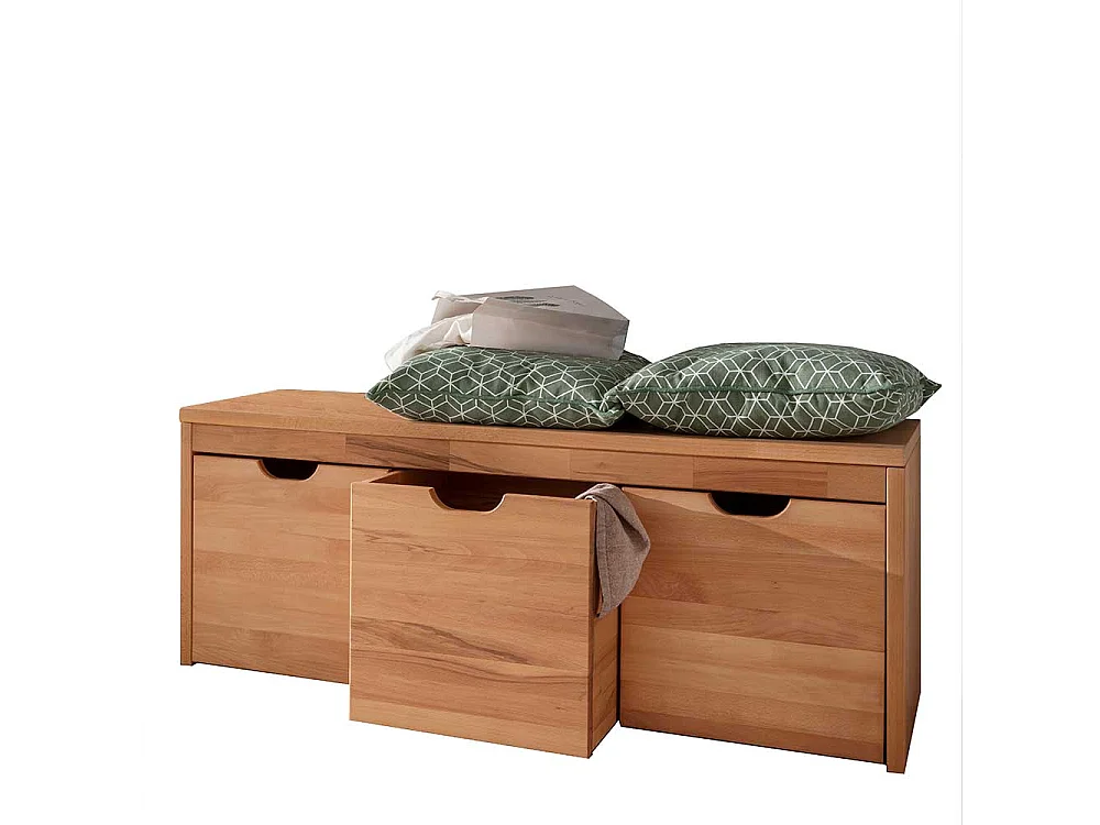 Massivholz Bank mit drei Holzkisten 120 cm breit