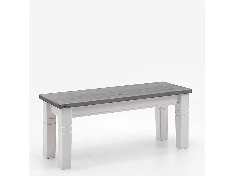 Holzbank zweifarbig in Kiefer Grau und Weiß Landhausstil