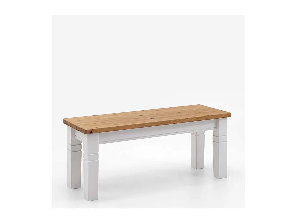 Massivholz Bank zweifarbig in Kieferfarben & Weiß 46 cm Sitzhöhe