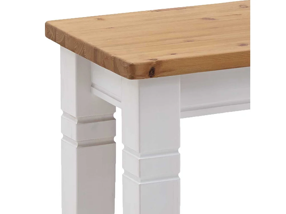 Massivholz Bank zweifarbig in Kieferfarben & Weiß 46 cm Sitzhöhe