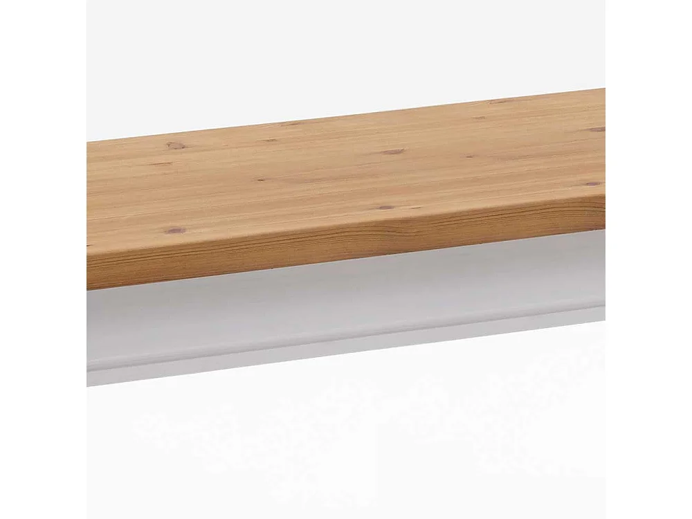 Massivholz Bank zweifarbig in Kieferfarben & Weiß 46 cm Sitzhöhe