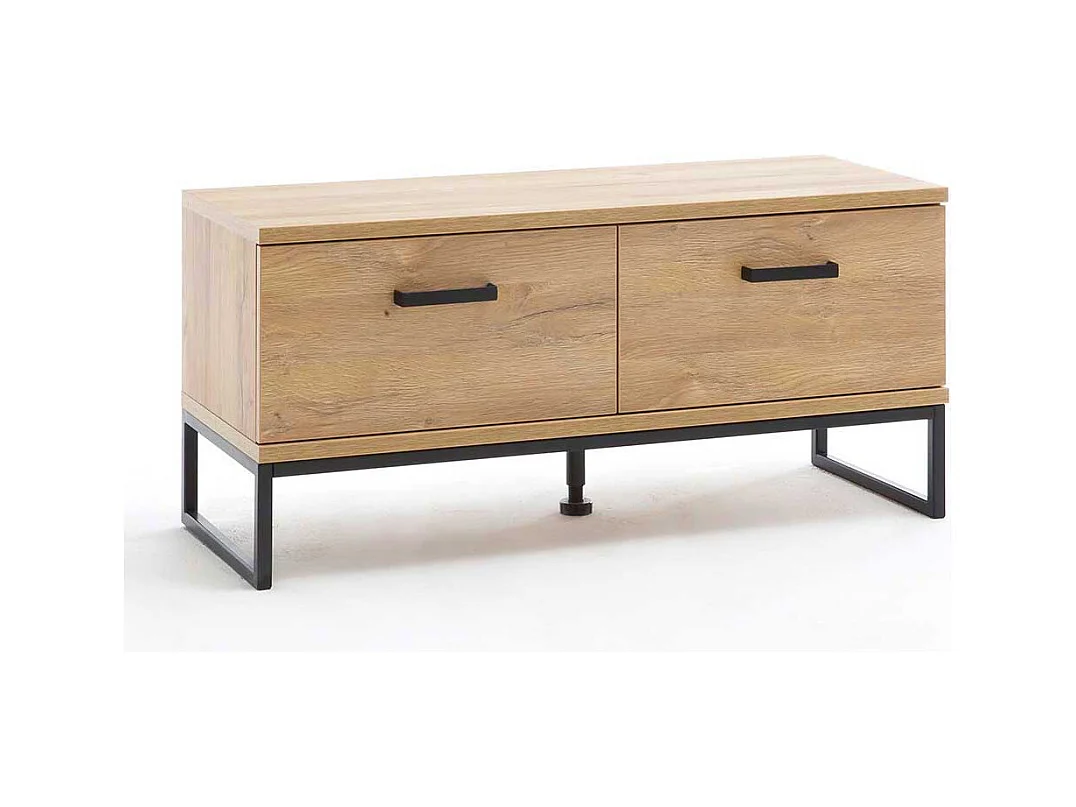 Garderobensitzbank in Wildeichefarben und Schwarz Klappe