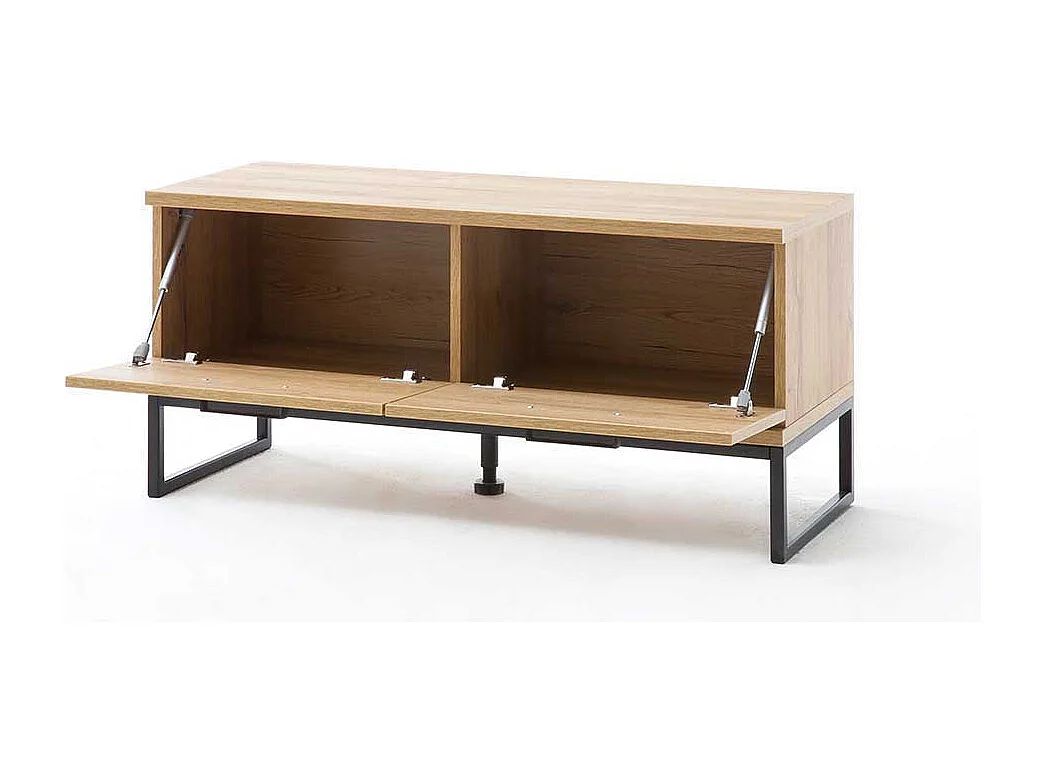 Garderobensitzbank in Wildeichefarben und Schwarz Klappe