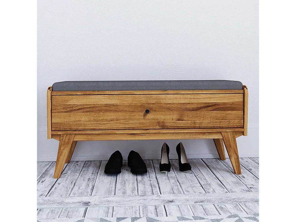 Sitzbank aus Wildeiche Massivholz Retrostil