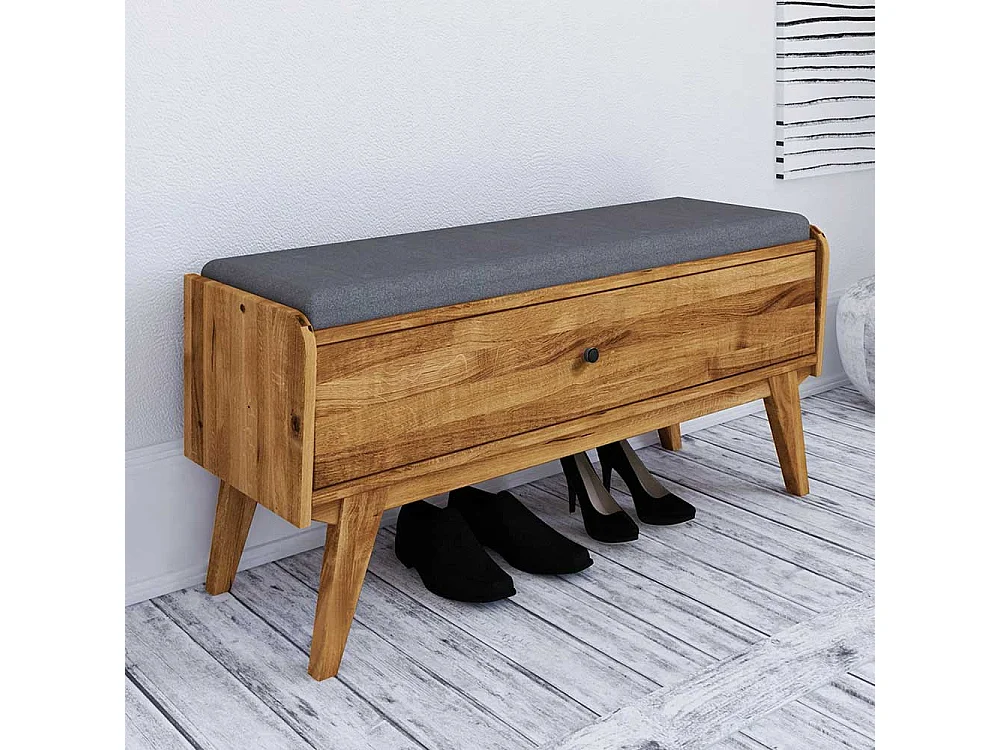 Sitzbank aus Wildeiche Massivholz Retrostil