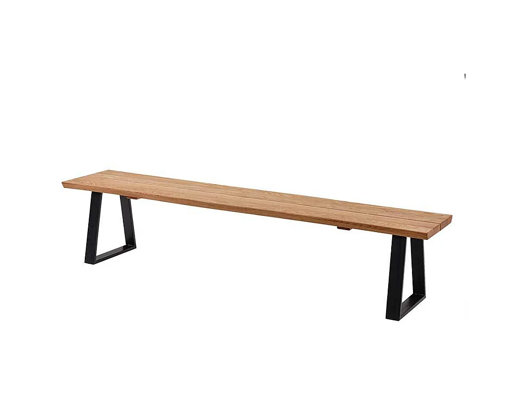 Esszimmersitzbank aus Wildeiche Massivholz Bügelgestell aus Metall