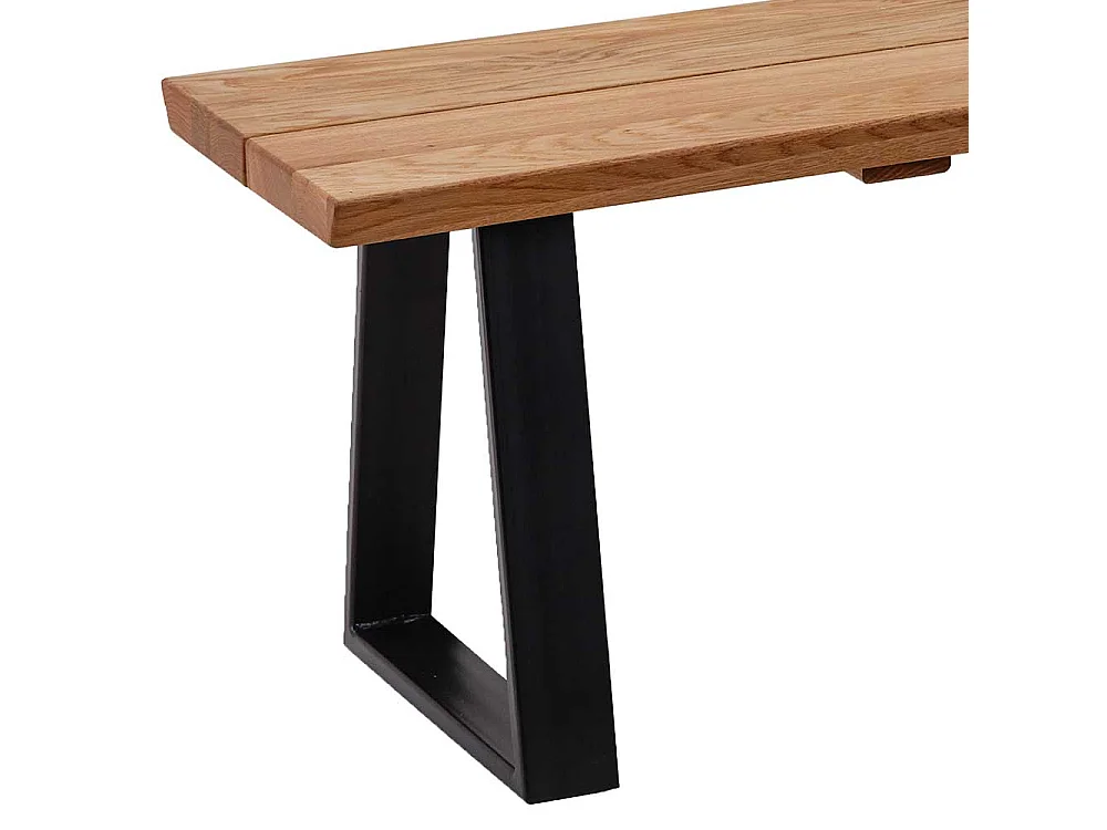 Esszimmersitzbank aus Wildeiche Massivholz Bügelgestell aus Metall