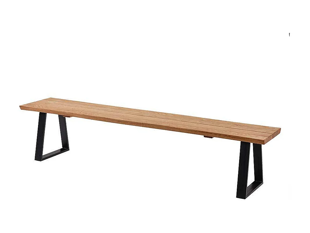 Esszimmersitzbank aus Wildeiche Massivholz Bügelgestell aus Metall