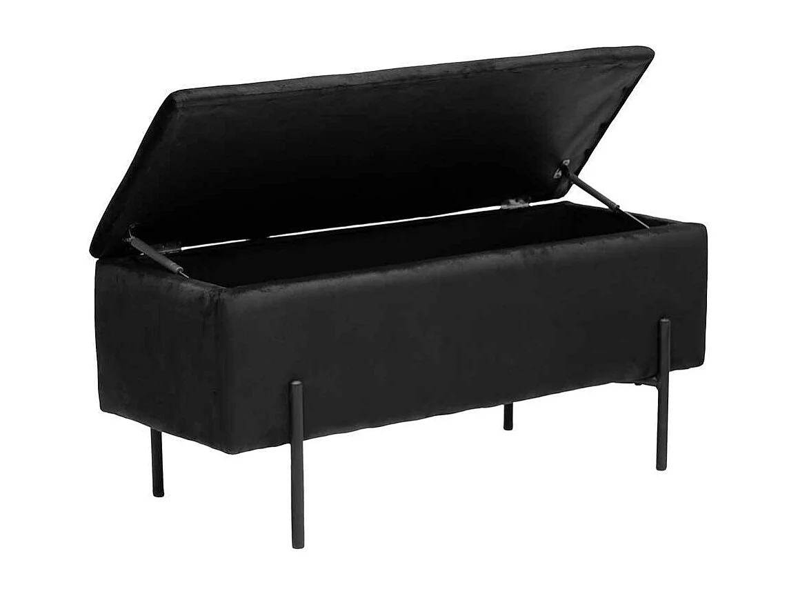 Bettbank mit Truhe in Schwarz Vierfußgestell aus Metall