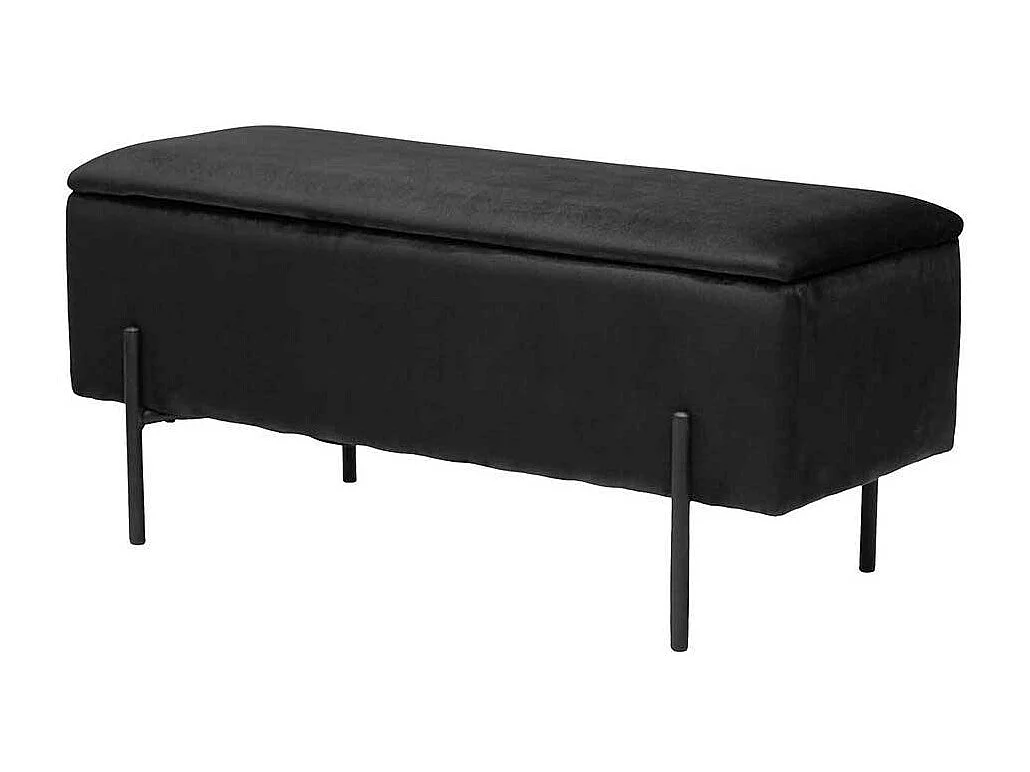 Bettbank mit Truhe in Schwarz Vierfußgestell aus Metall