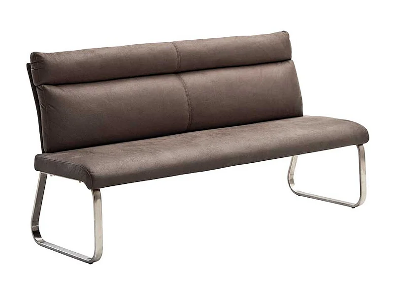 Esszimmer Polsterbank in Braun Microfaser Bügelgestell aus Edelstahl