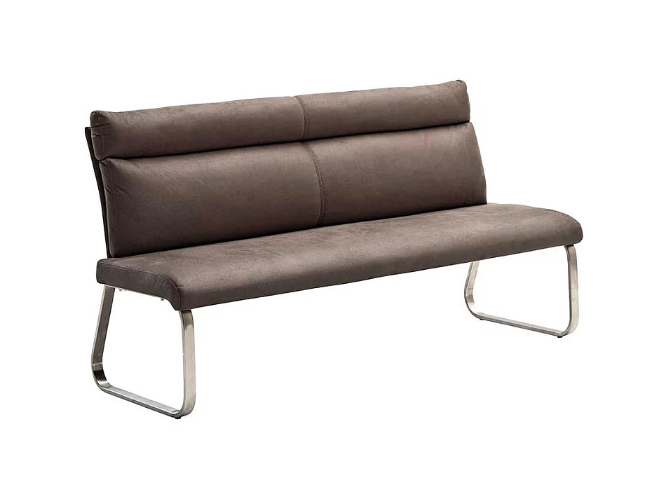Esszimmer Polsterbank in Braun Microfaser Bügelgestell aus Edelstahl