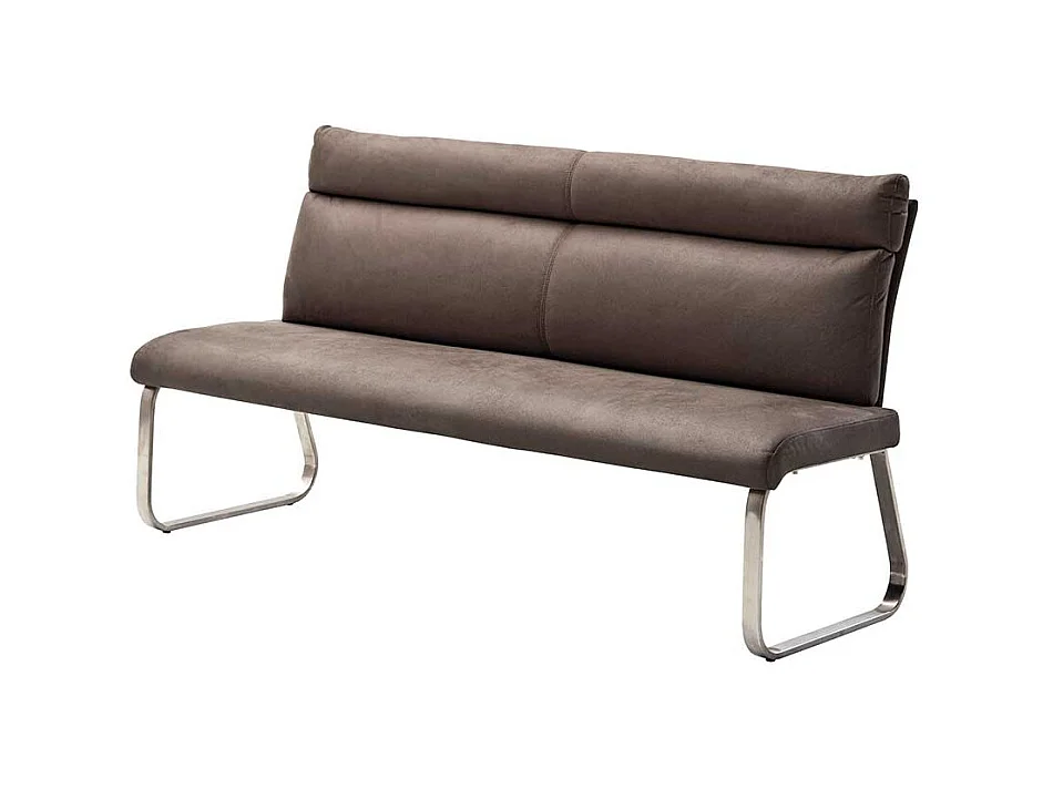 Esszimmer Polsterbank in Braun Microfaser Bügelgestell aus Edelstahl