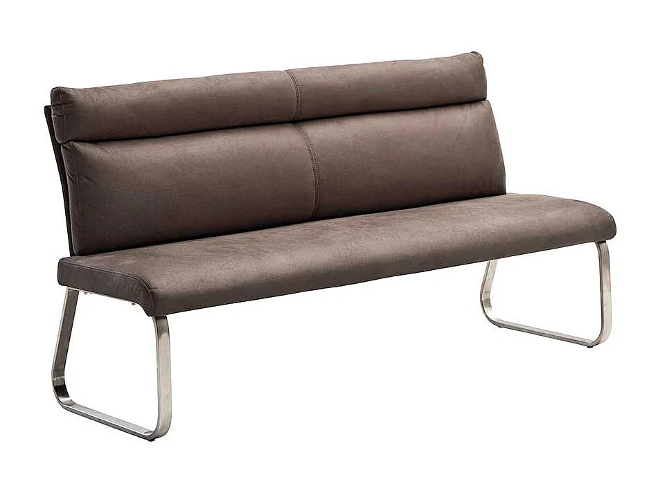 Esszimmer Polsterbank in Braun Microfaser Bügelgestell aus Edelstahl