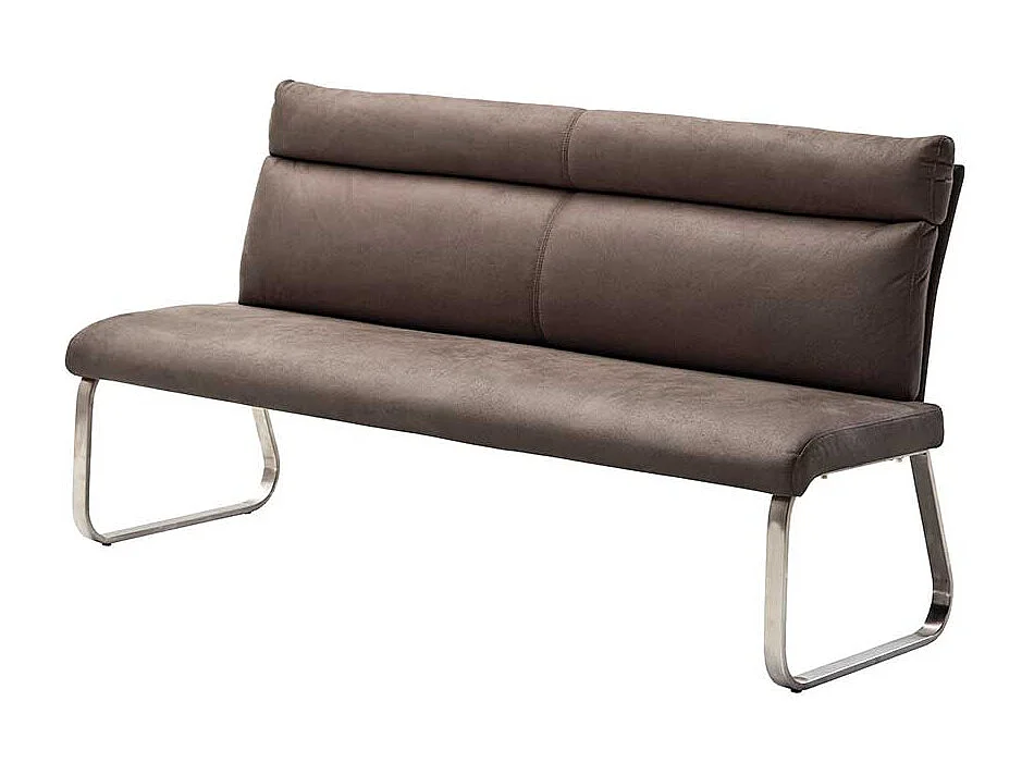 Esszimmer Polsterbank in Braun Microfaser Bügelgestell aus Edelstahl