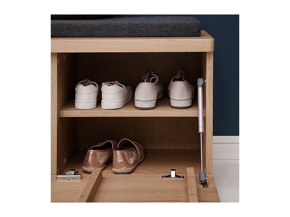 Flurbank in Eiche Bianco furniert Klappe