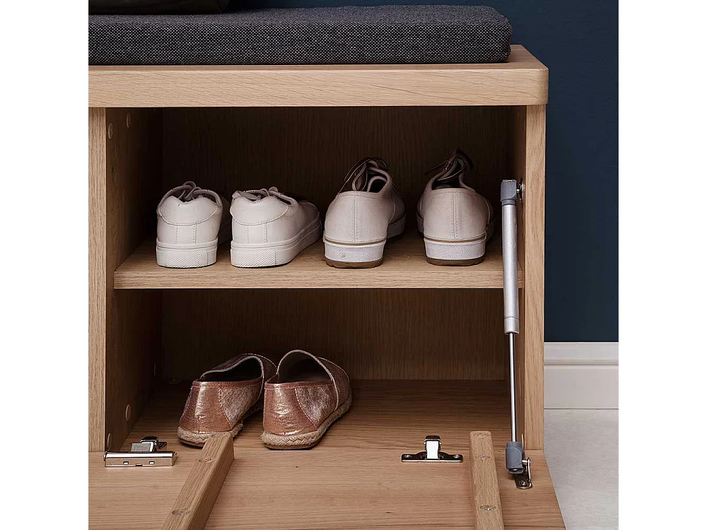 Flurbank in Eiche Bianco furniert Klappe