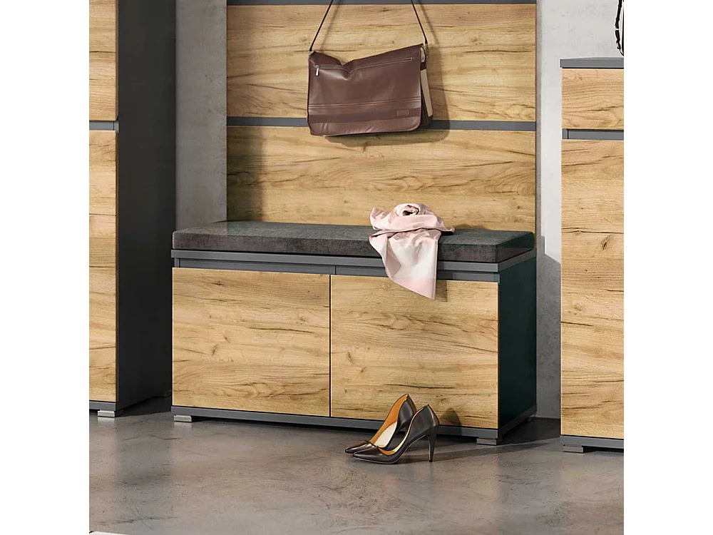 Garderobensitzbank in Wildeichefarben und Anthrazit Made in Germany