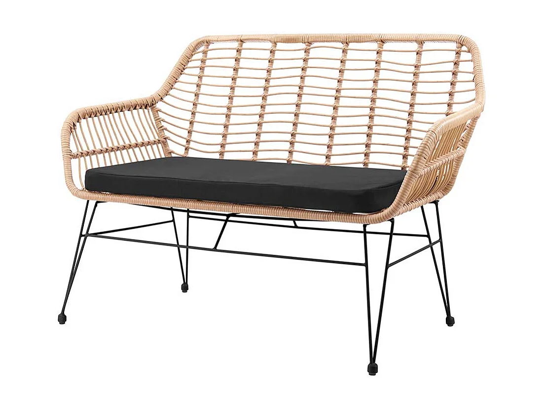 Kunstrattan Bank inklusive Polsterauflage Beige & Schwarz