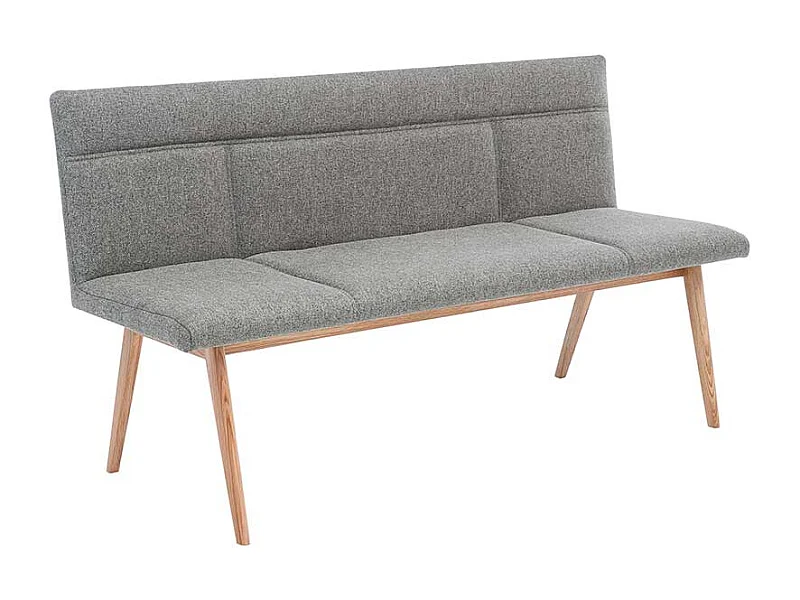 Esszimmersitzbank in Grau Webstoff Eiche Bianco massiv