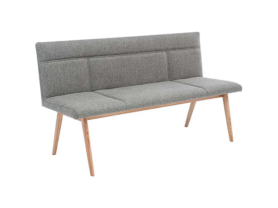 Esszimmersitzbank in Grau Webstoff Eiche Bianco massiv