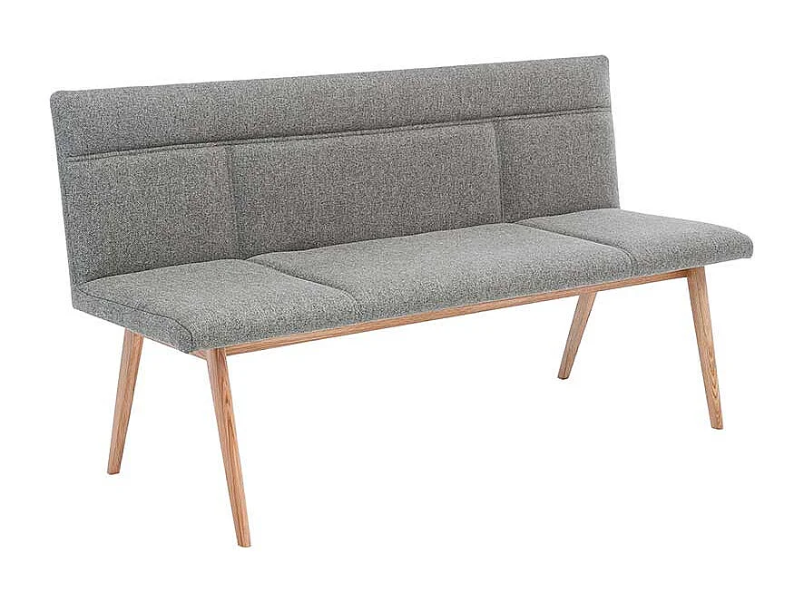 Esszimmersitzbank in Grau Webstoff Eiche Bianco massiv