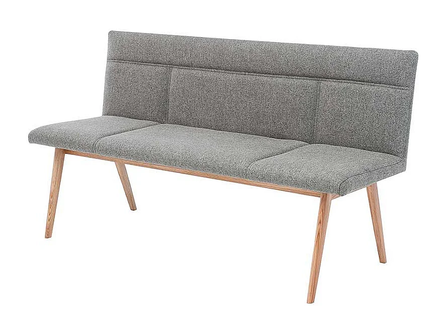 Esszimmersitzbank in Grau Webstoff Eiche Bianco massiv