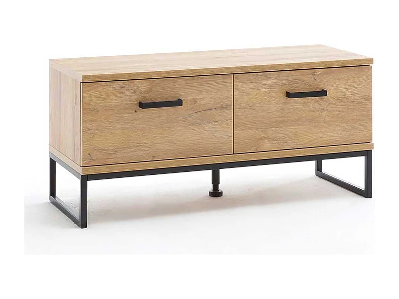 Garderobensitzbank in Wildeichefarben und Schwarz Klappe