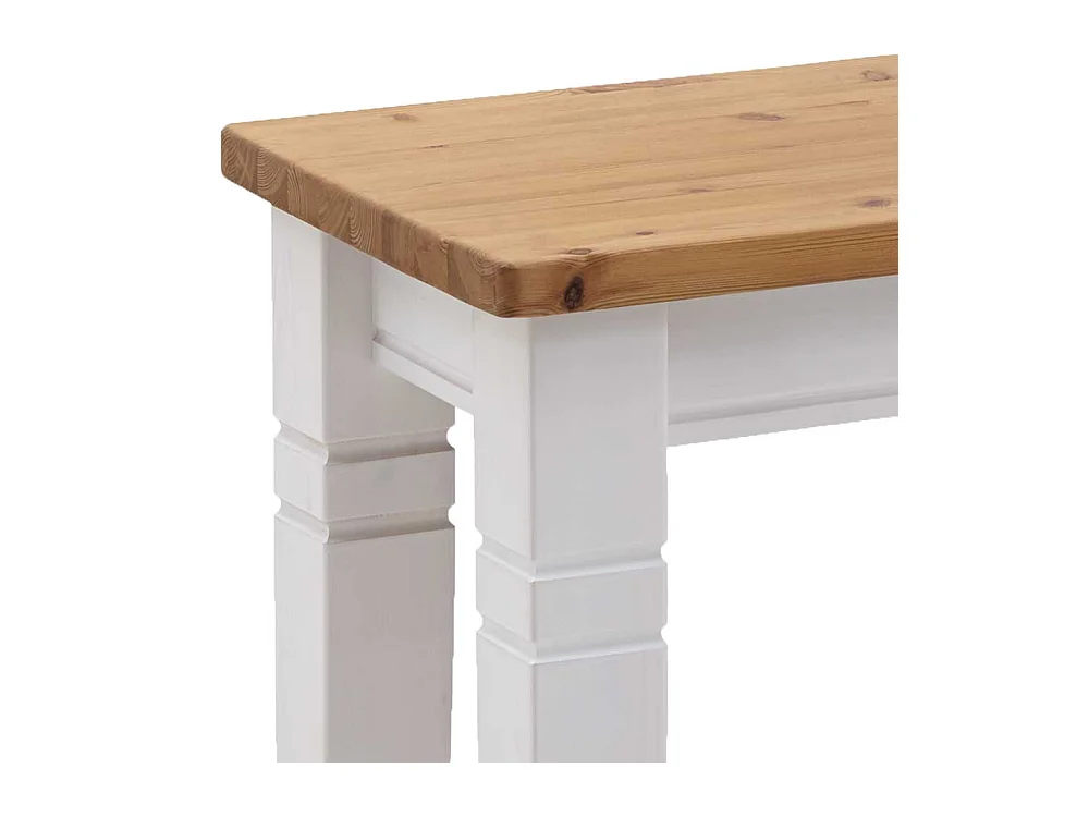 Massivholz Bank zweifarbig in Kieferfarben & Weiß 46 cm Sitzhöhe