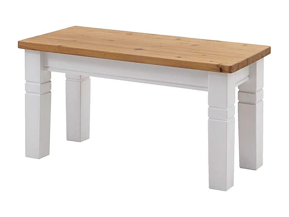 Massivholz Bank zweifarbig in Kieferfarben & Weiß 46 cm Sitzhöhe