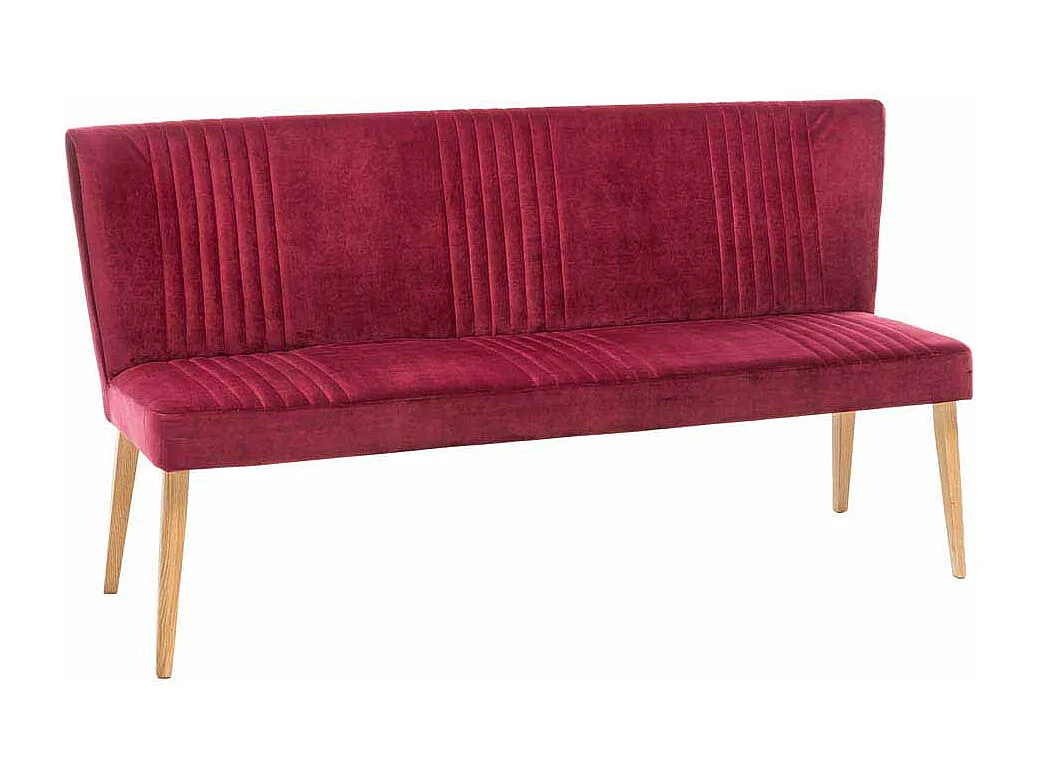 Retro Polsterbank in Pink Stoff Holzbeine