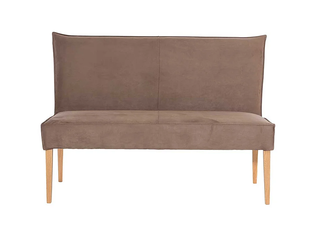 Kunstleder Esszimmerbank in Hellbraun 4-Fuß Gestell aus Massivholz