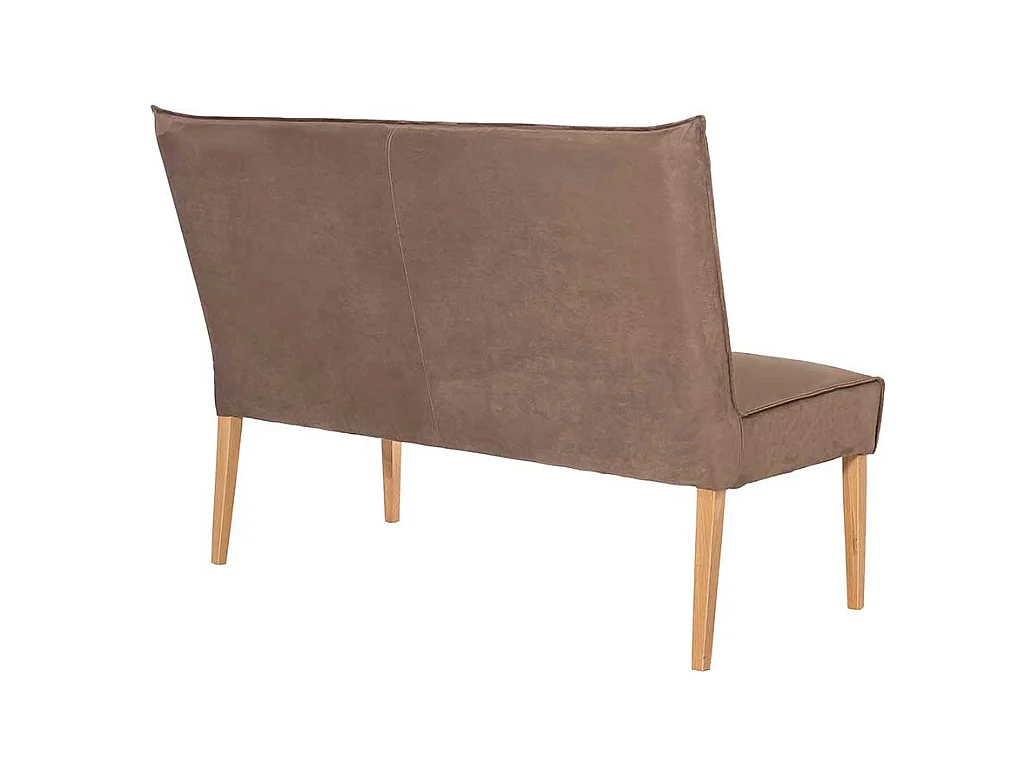 Kunstleder Esszimmerbank in Hellbraun 4-Fuß Gestell aus Massivholz