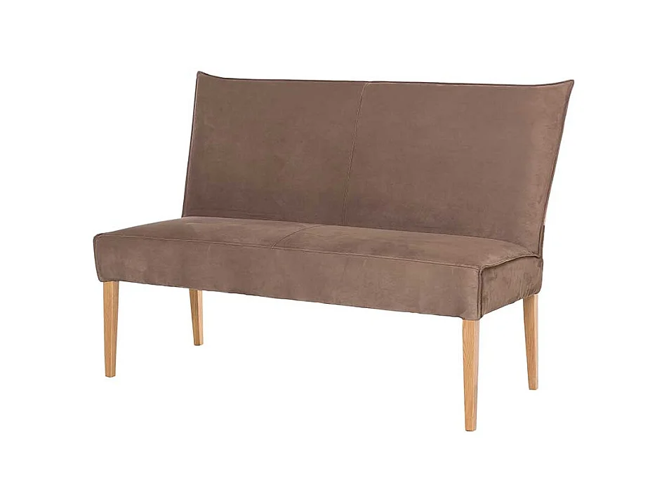 Kunstleder Esszimmerbank in Hellbraun 4-Fuß Gestell aus Massivholz