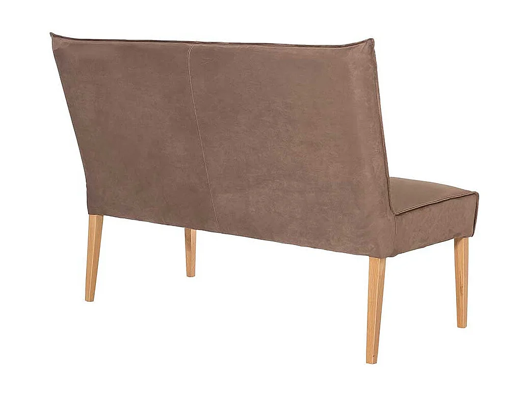 Kunstleder Esszimmerbank in Hellbraun 4-Fuß Gestell aus Massivholz