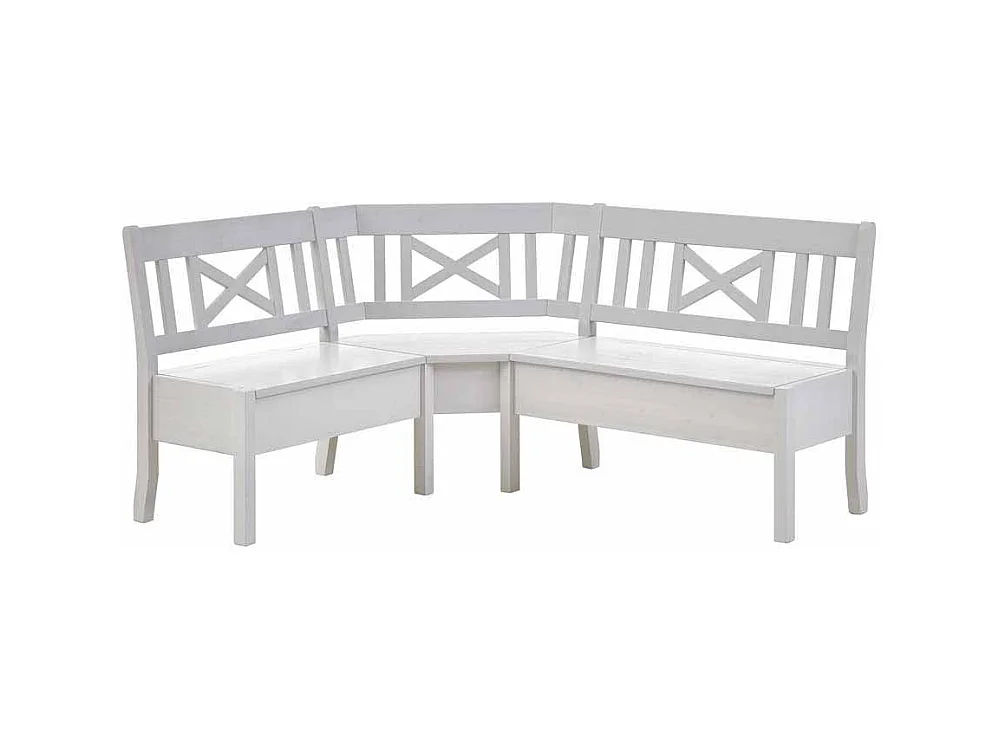 Stauraum Kücheneckbank in Weiß Kiefer Massivholz