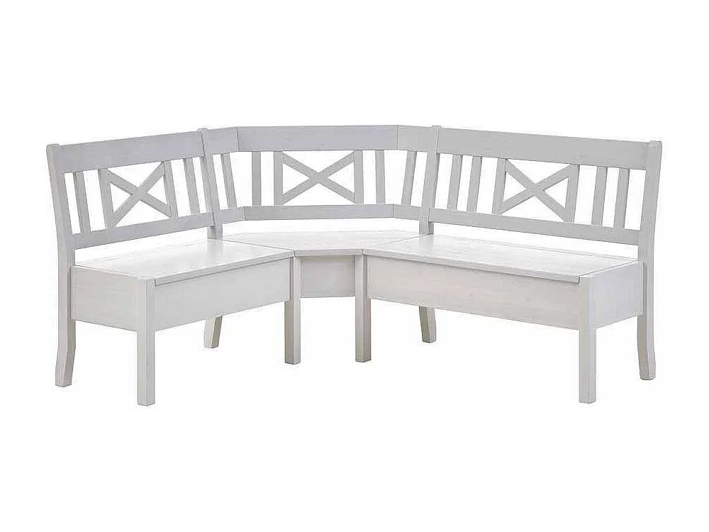 Stauraum Kücheneckbank in Weiß Kiefer Massivholz