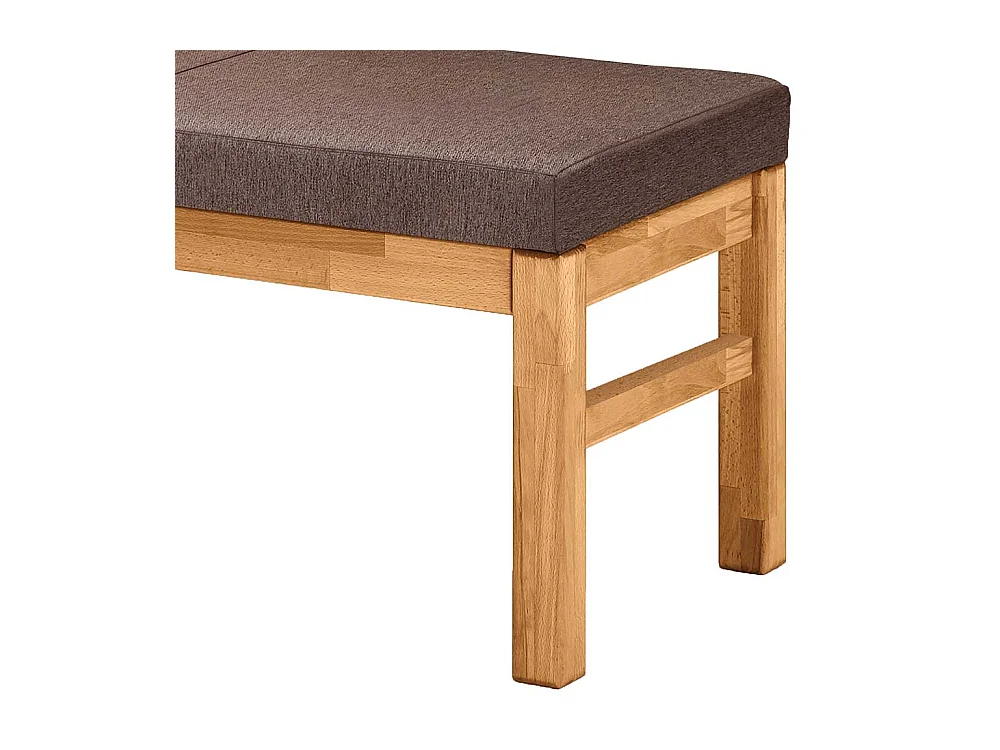 Esszimmerbank in Polster Webstoff braun Vierfußgestell Wildeiche