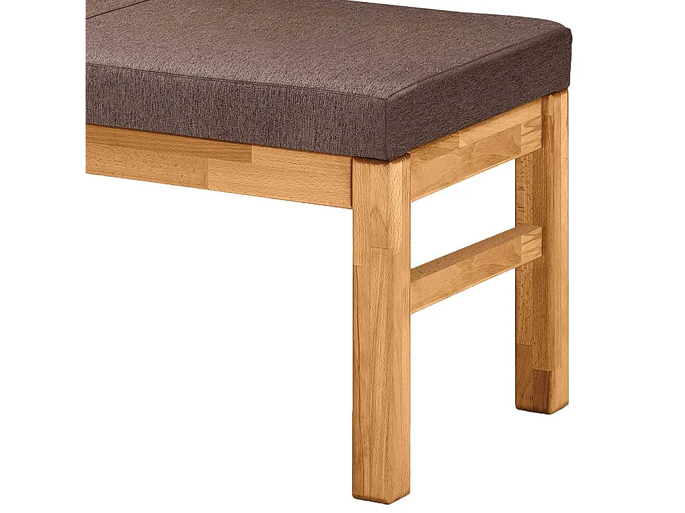 Esszimmerbank in Polster Webstoff braun Vierfußgestell Wildeiche
