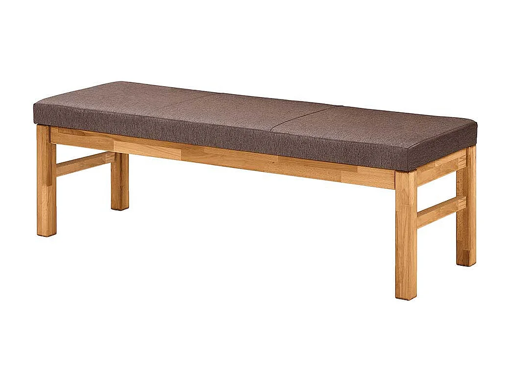 Esszimmerbank in Polster Webstoff braun Vierfußgestell Wildeiche