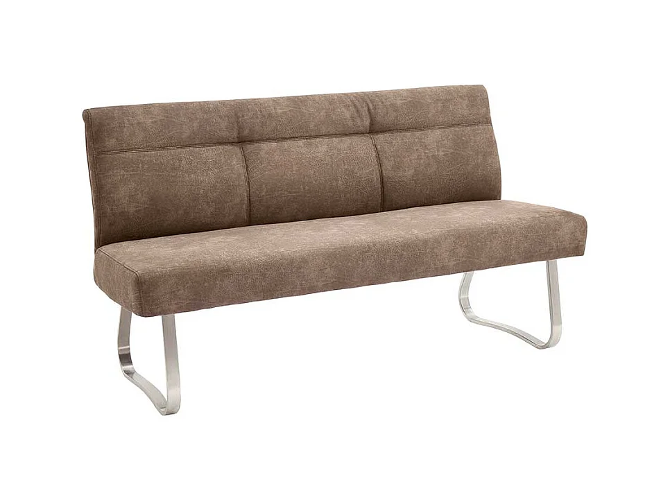 Essbank in Braun Microfaser Bügelgestell aus Edelstahl