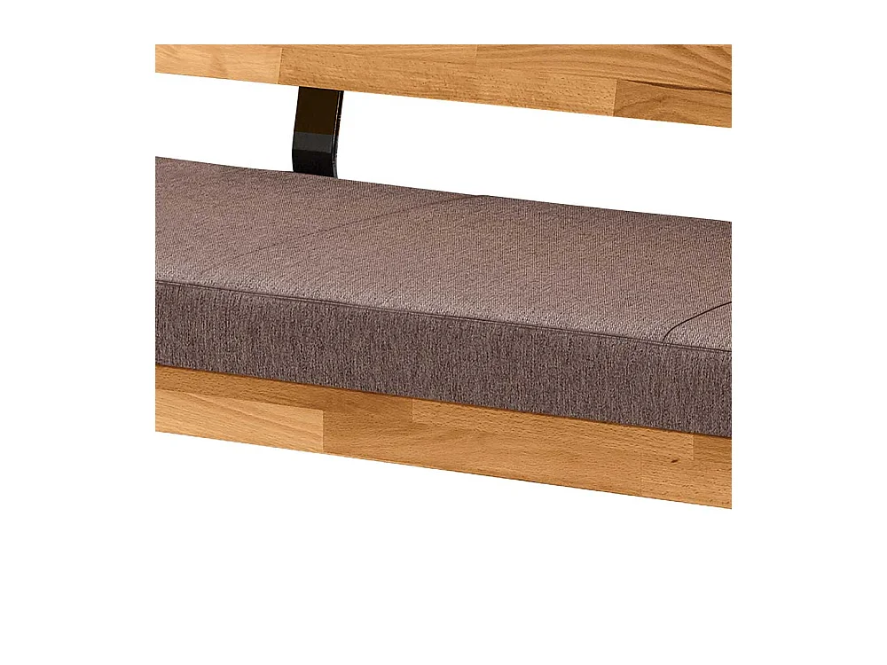 Sitzbank Esszimmer aus Wildeiche Massivholz Webstoffbezug Braun